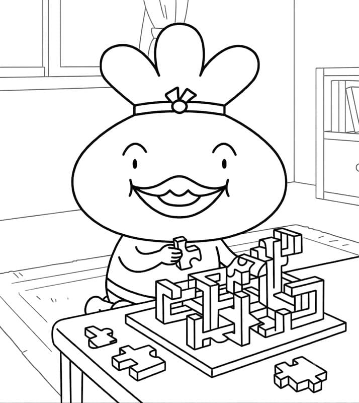 おでんくん 積み木で遊ぶ ぬりえ