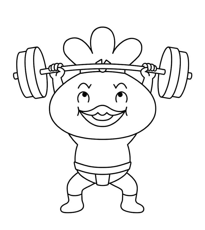 おでんくん ウエイトリフティング ぬりえ