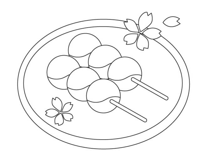 お子様には和菓子無料 ぬりえ