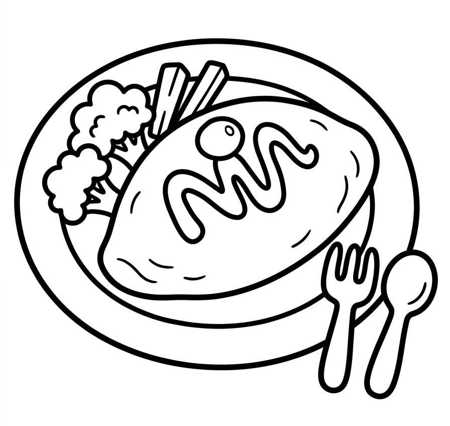 オムライス 基本的な ぬりえ