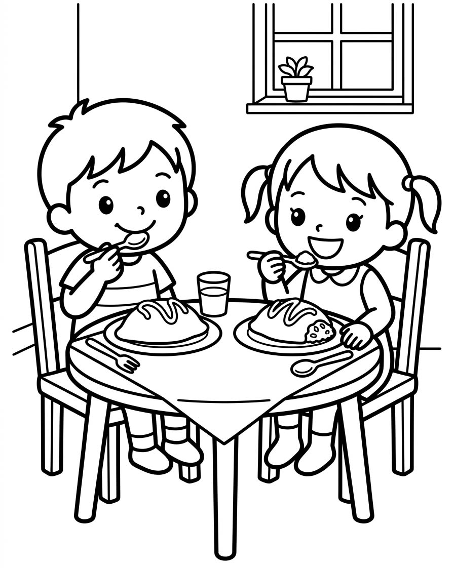オムライス 無料 ぬりえ