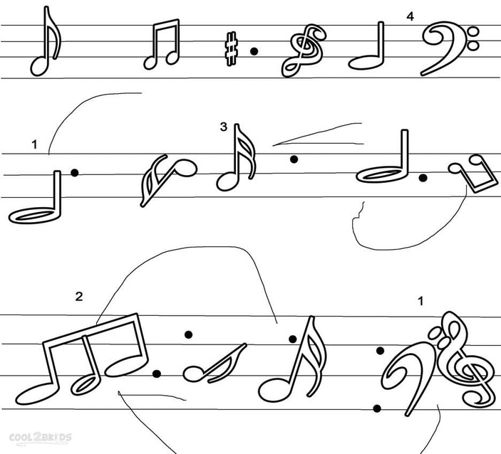 音楽ノート 7 ぬりえ