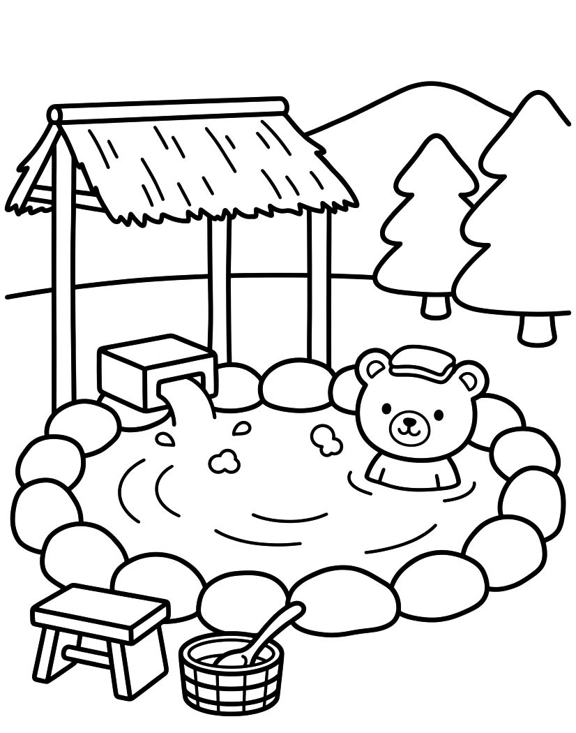温泉 無料で ぬりえ