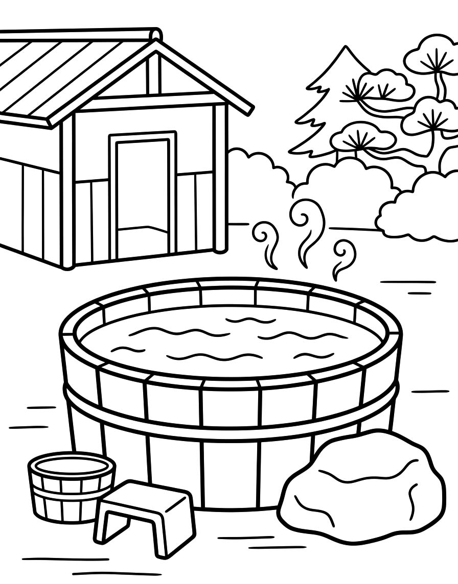 温泉 無料 ぬりえ