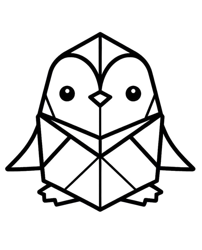 おりがみ ペンギン ぬりえ