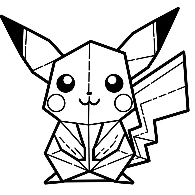おりがみ ピカチュウ ぬりえ