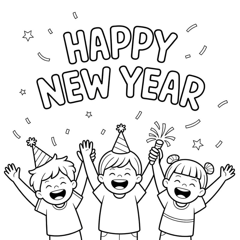 お正月の 画像 ぬりえ