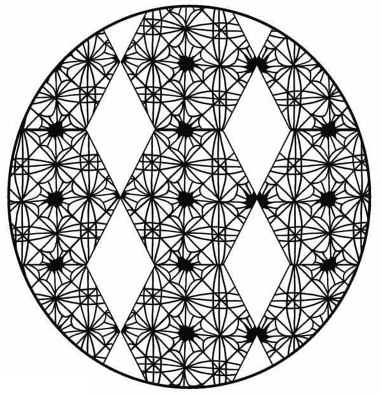 大人向けの万華鏡の印刷物 ぬりえ