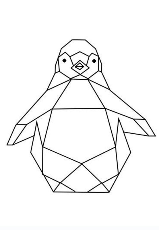 ペンギン おりがみ ぬりえ