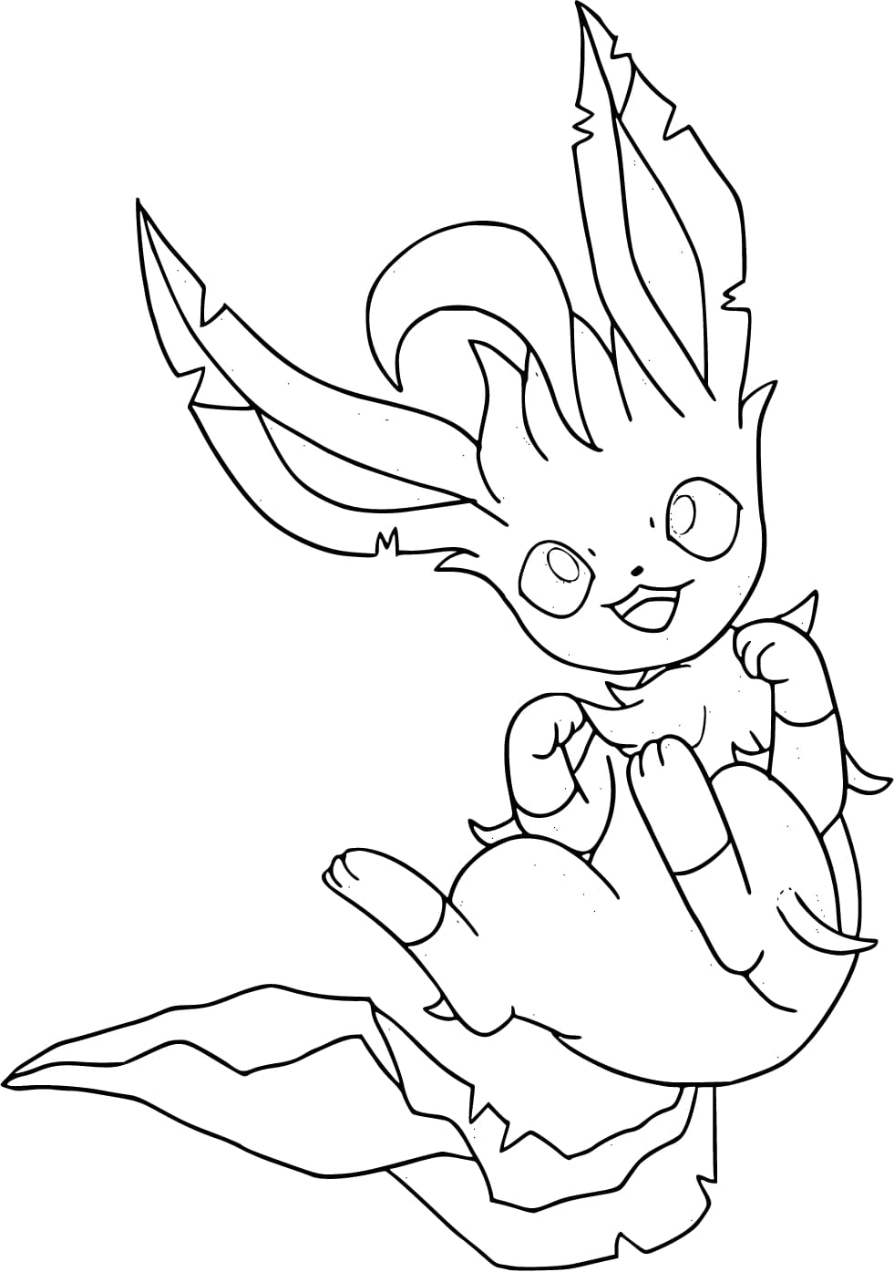 ポケモン かわいいリーフィア ぬりえ