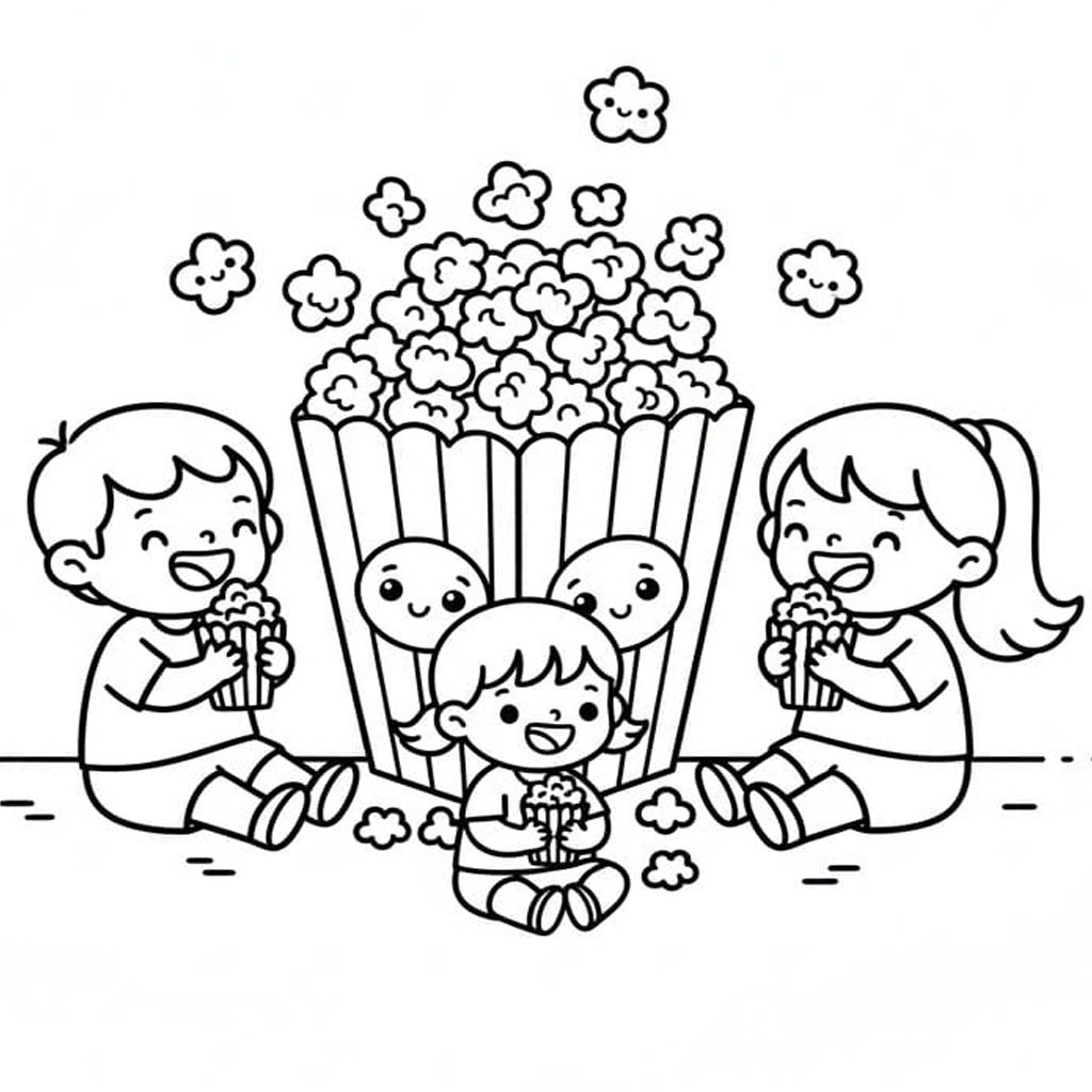 ポップコーン 印刷可能 ぬりえ