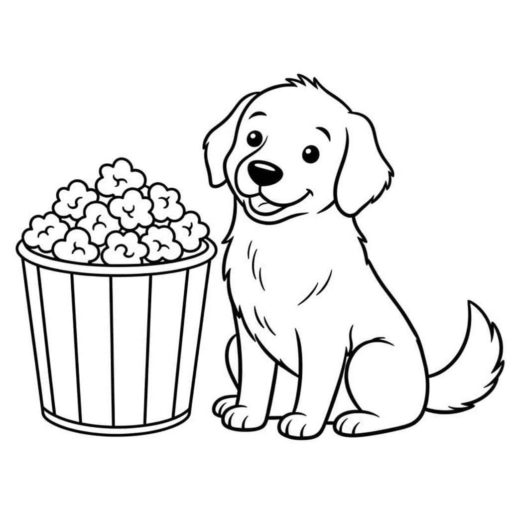 ポップコーン 基本的な ぬりえ