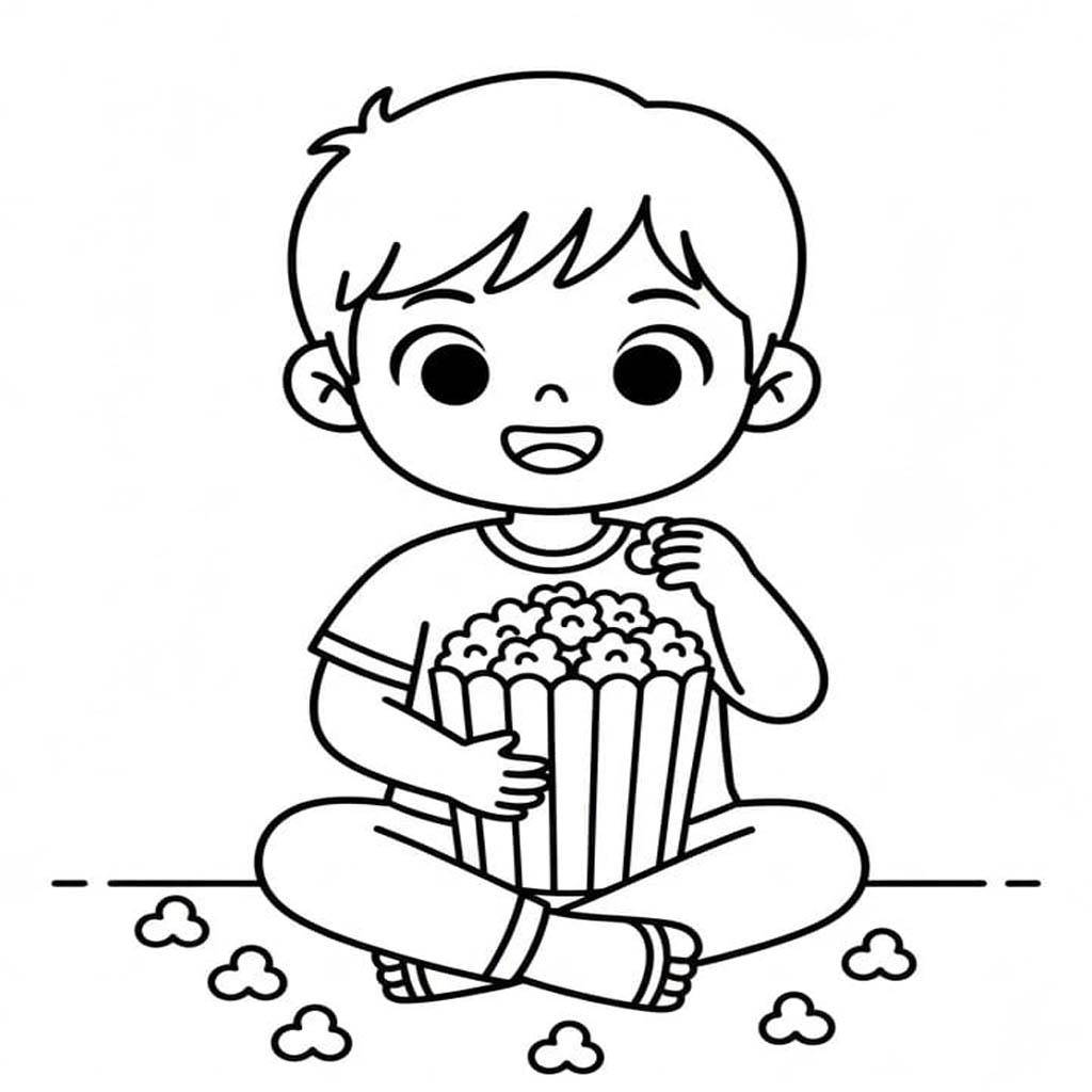ポップコーン 無料 ぬりえ