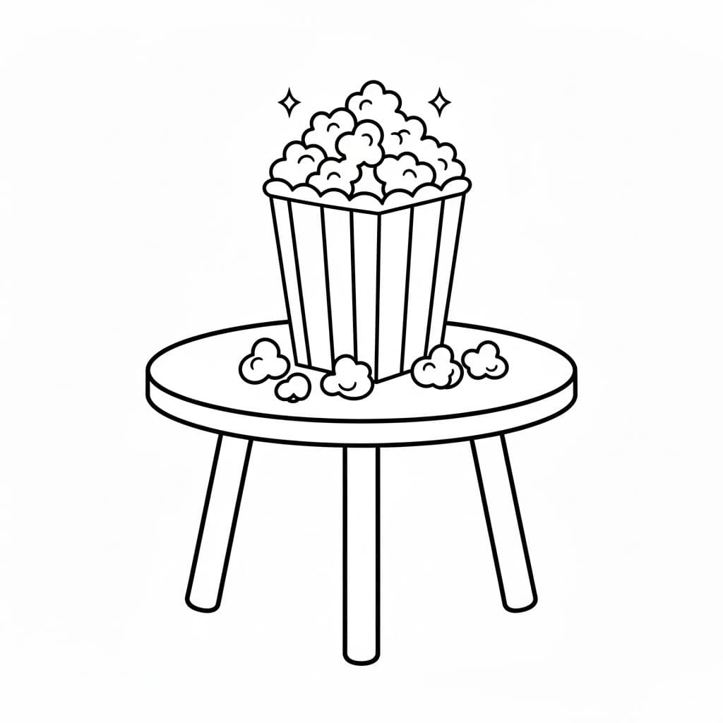 ポップコーン 単純 ぬりえ