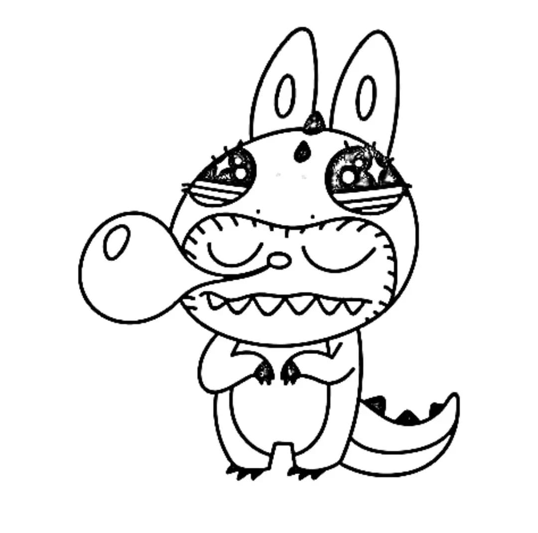 ラブブ 簡単 ぬりえ