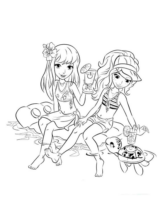 レゴフレンズ 女の子のビーチ ぬりえ