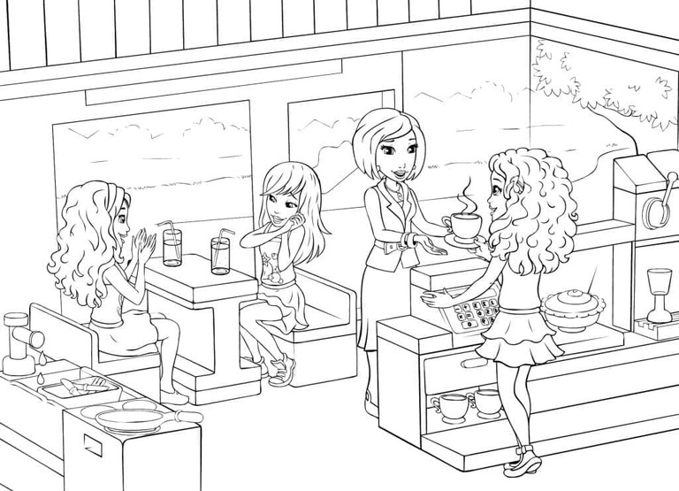 レゴフレンズコーヒーショップ ぬりえ