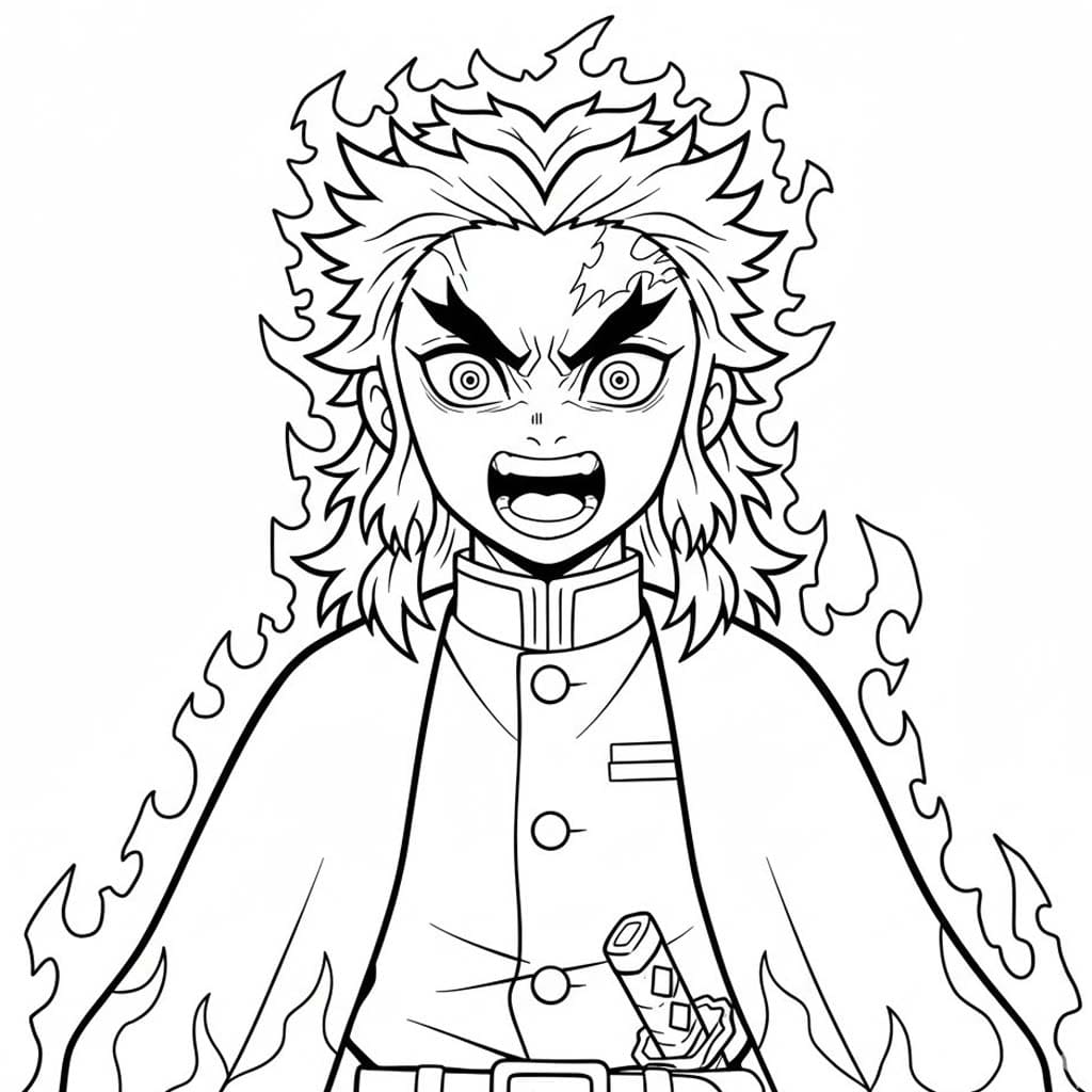 煉獄杏寿郎 無料 ぬりえ