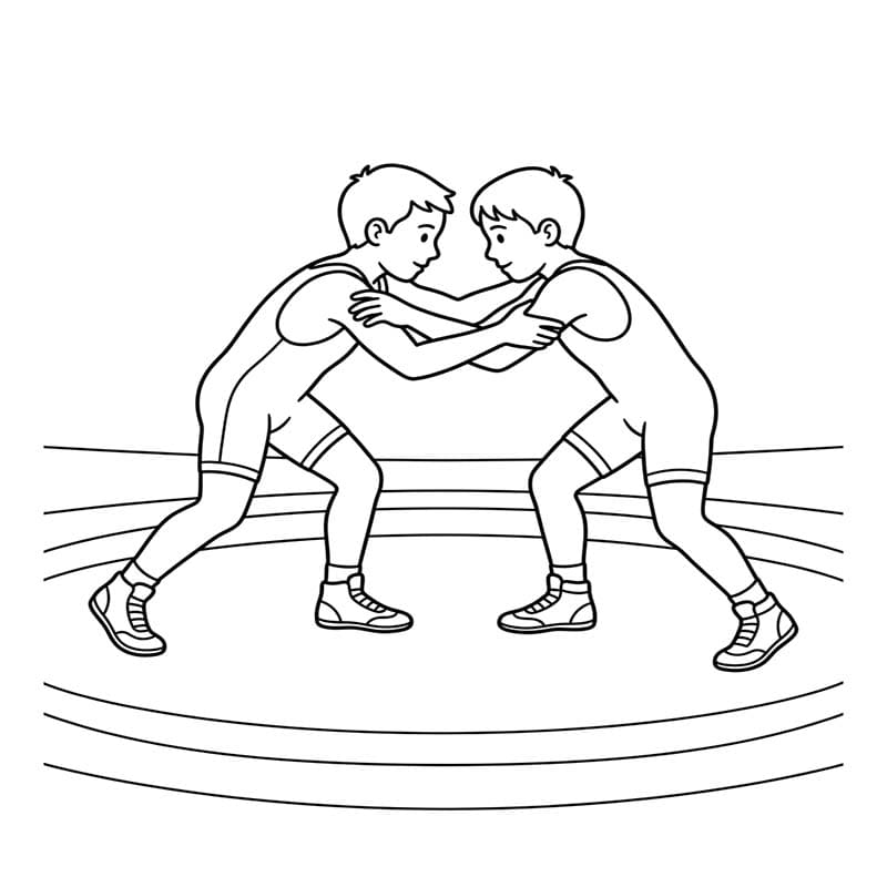 レスリング 描画 ぬりえ