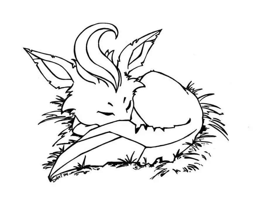 リーフィアの眠り ぬりえ