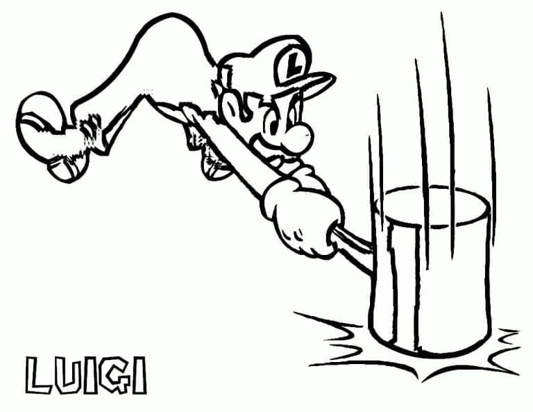 ルイージ ハンマー ぬりえ
