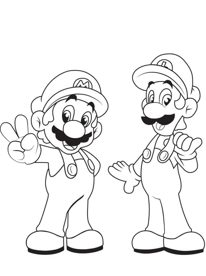 ルイージ マリオ無料 ぬりえ