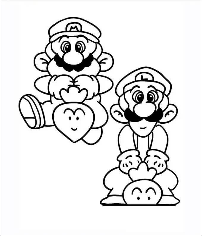 ルイージ マリオと ぬりえ