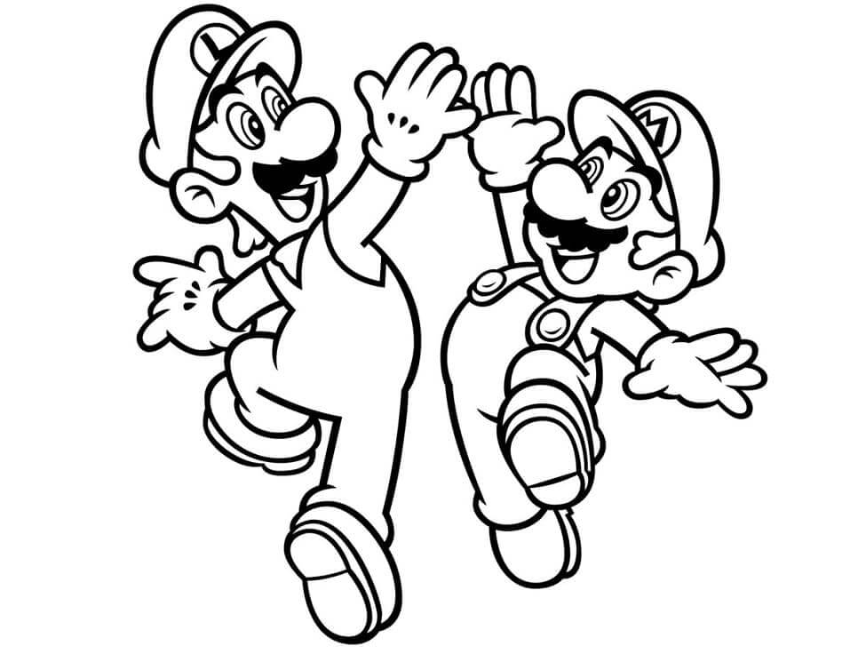 ルイージ そしてマリオ ぬりえ