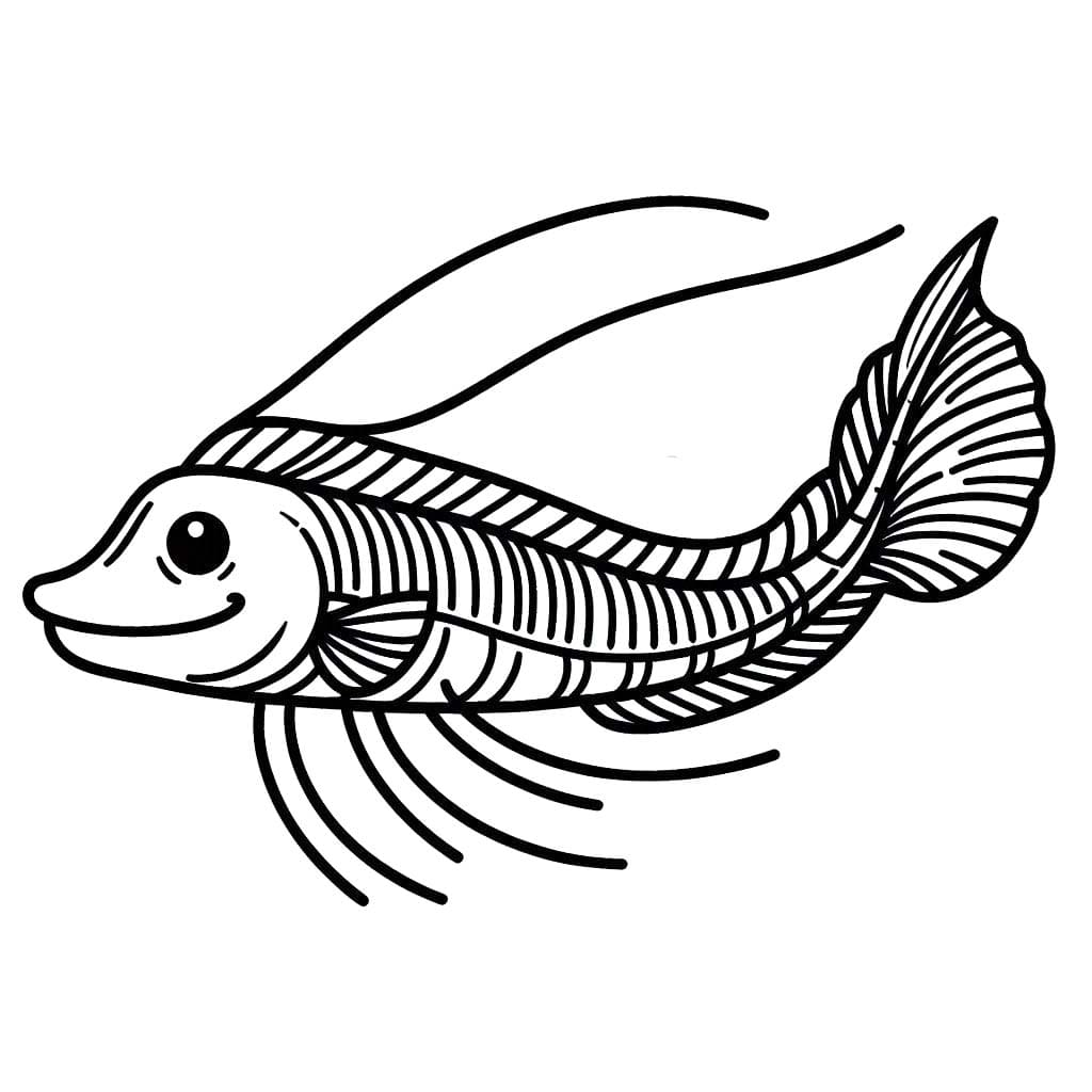 リュウグウノツカイの絵を印刷して描く ぬりえ