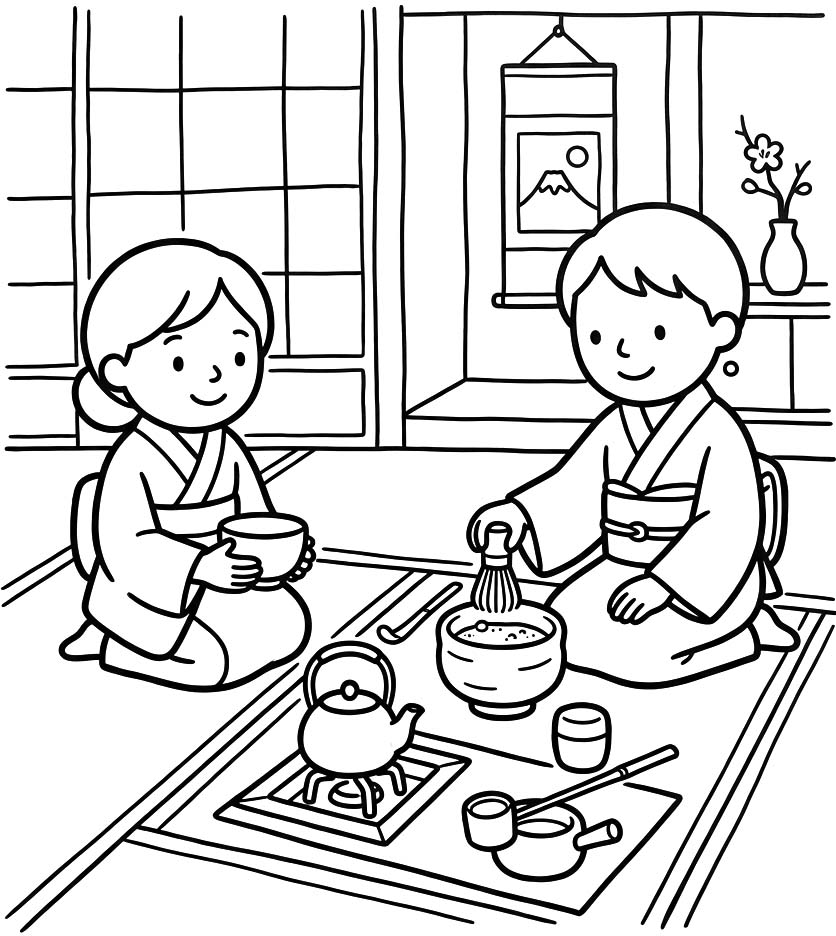 茶道 画像 ぬりえ