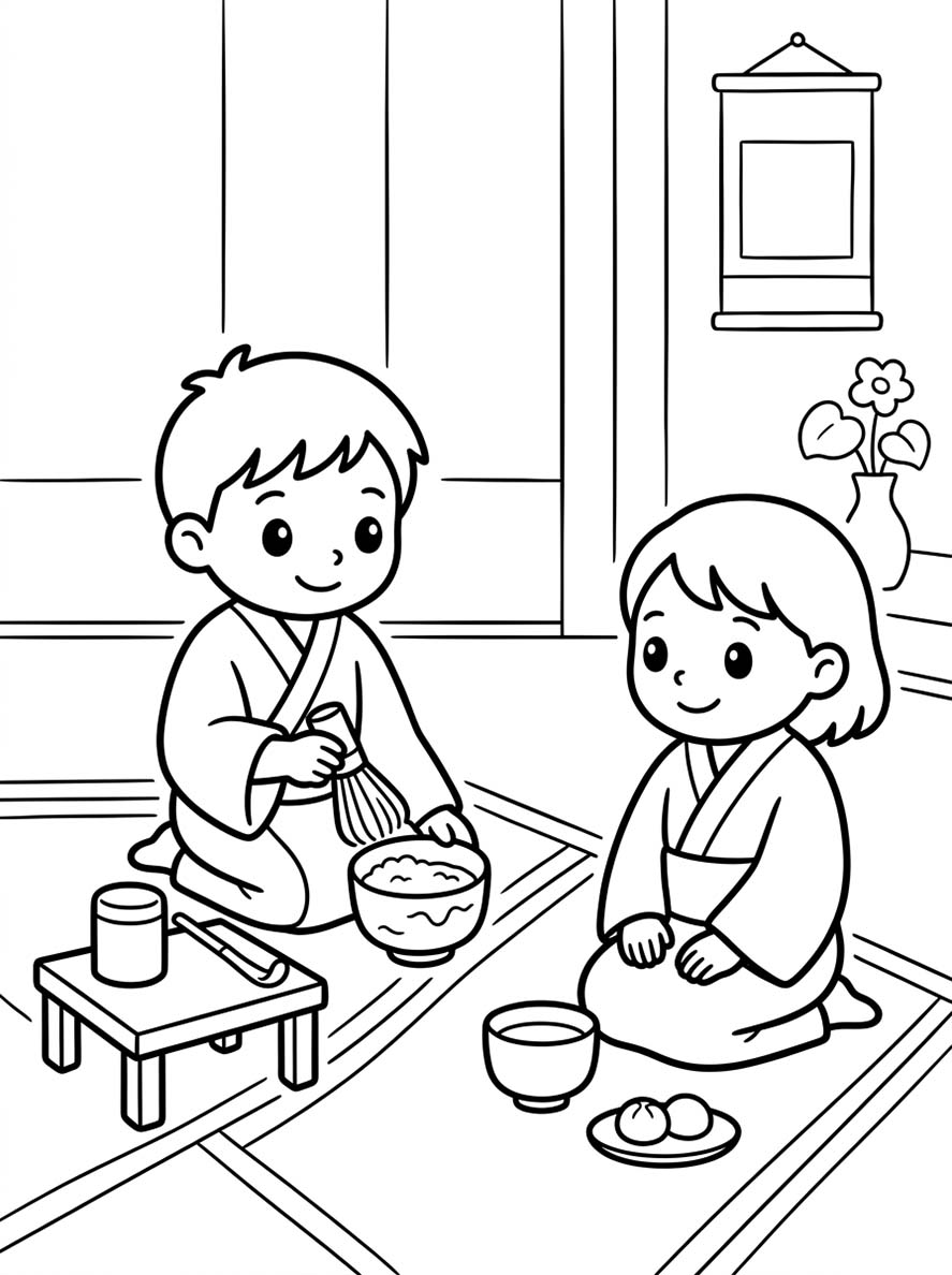茶道 無料で印刷可能 ぬりえ