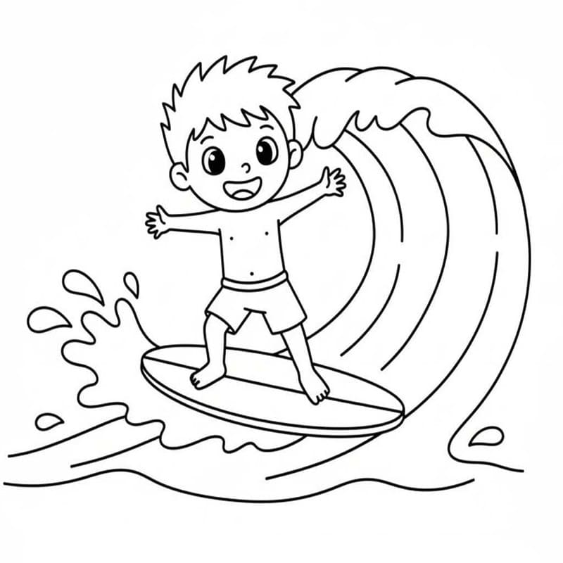 サーフィン 印刷可能 ぬりえ