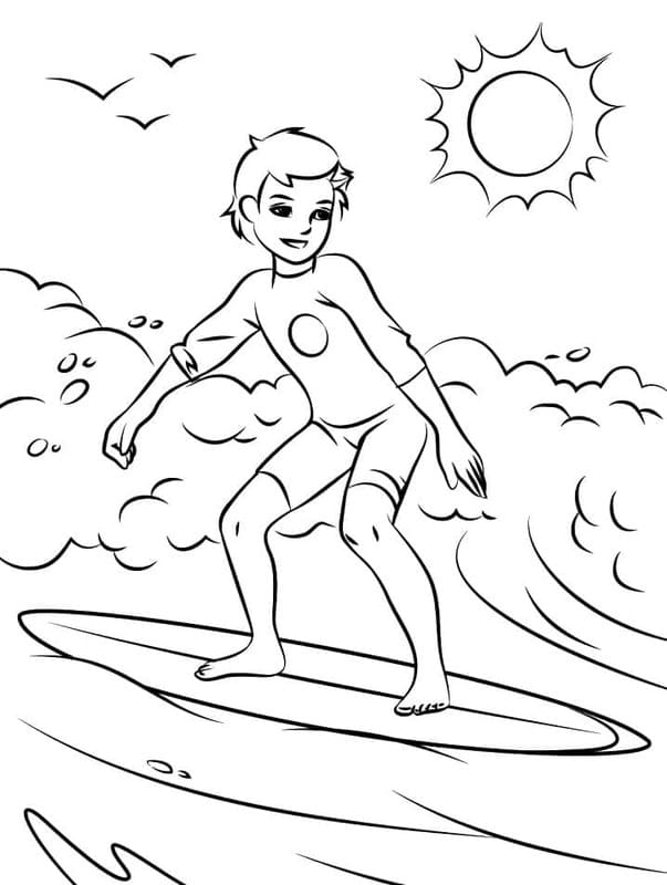 サーフィン 基本的な ぬりえ