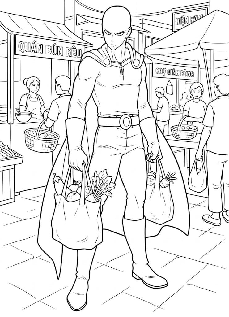 サイタマ 簡単 ぬりえ