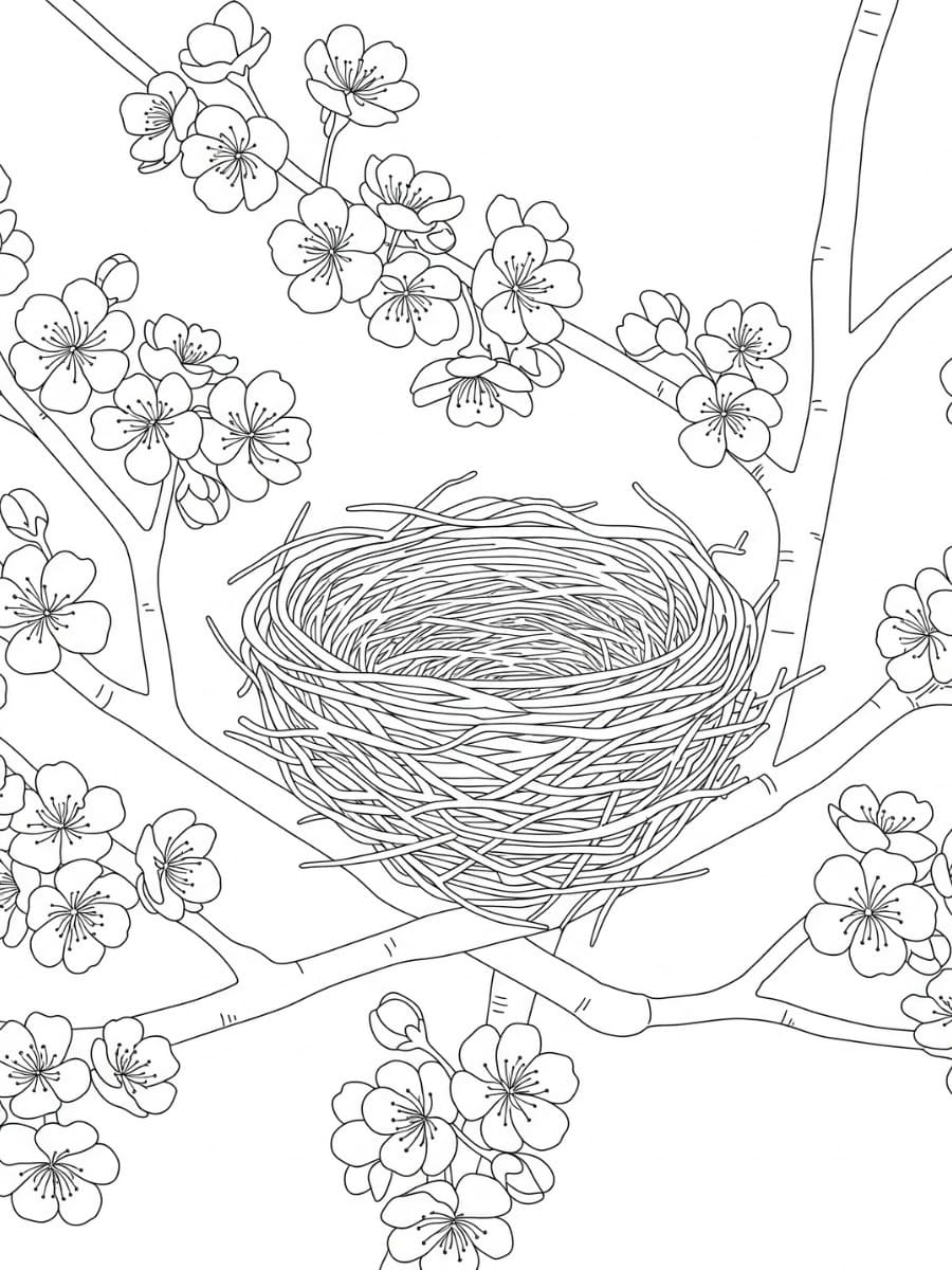 桜 描く1 ぬりえ