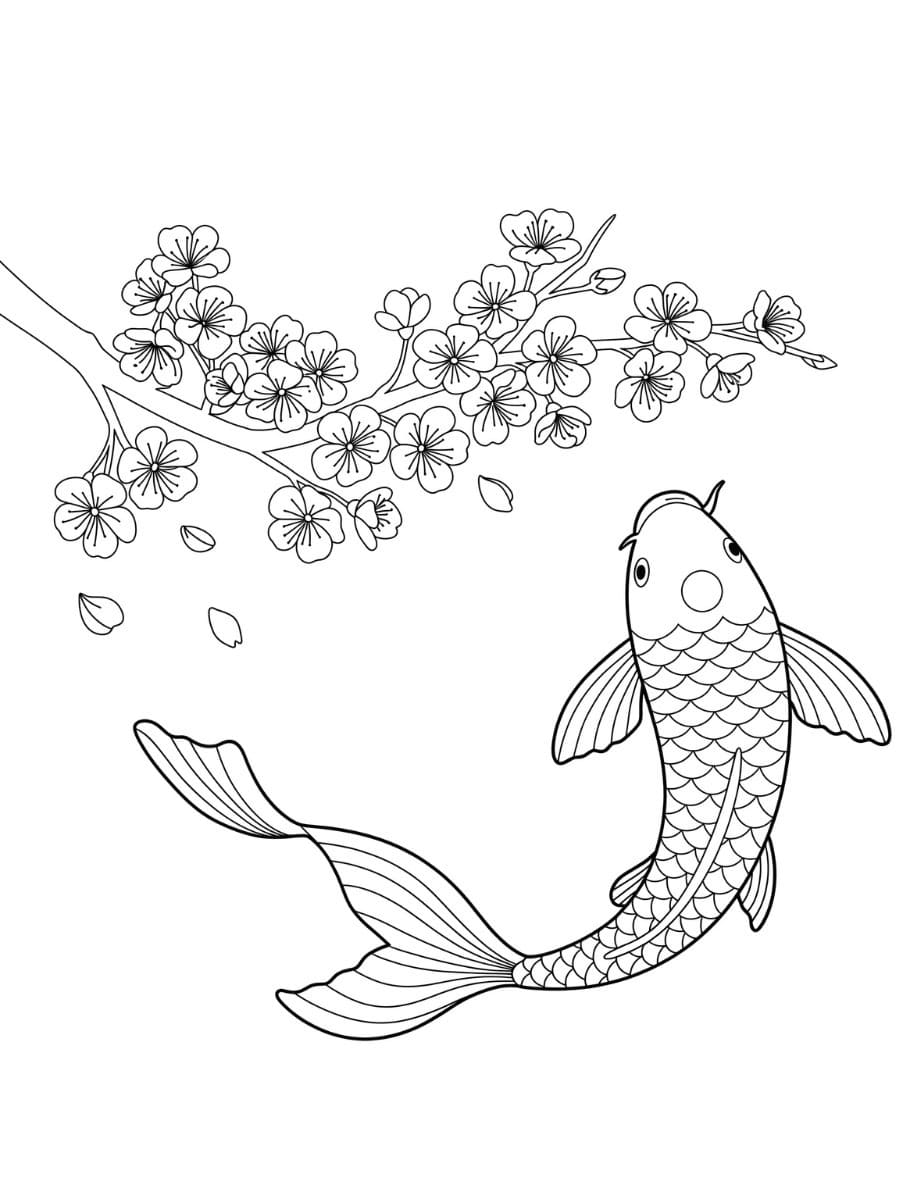 桜 描く3 ぬりえ