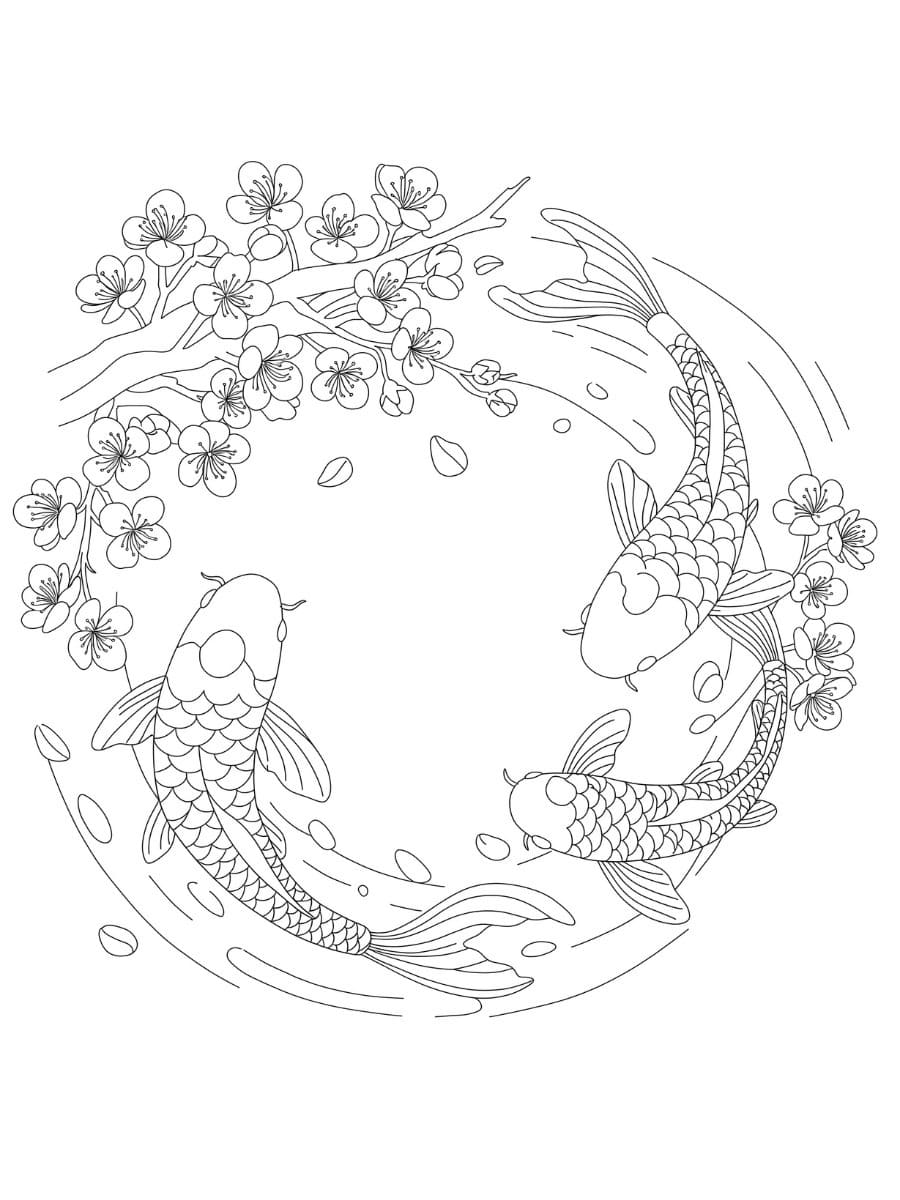 桜 描く5 ぬりえ