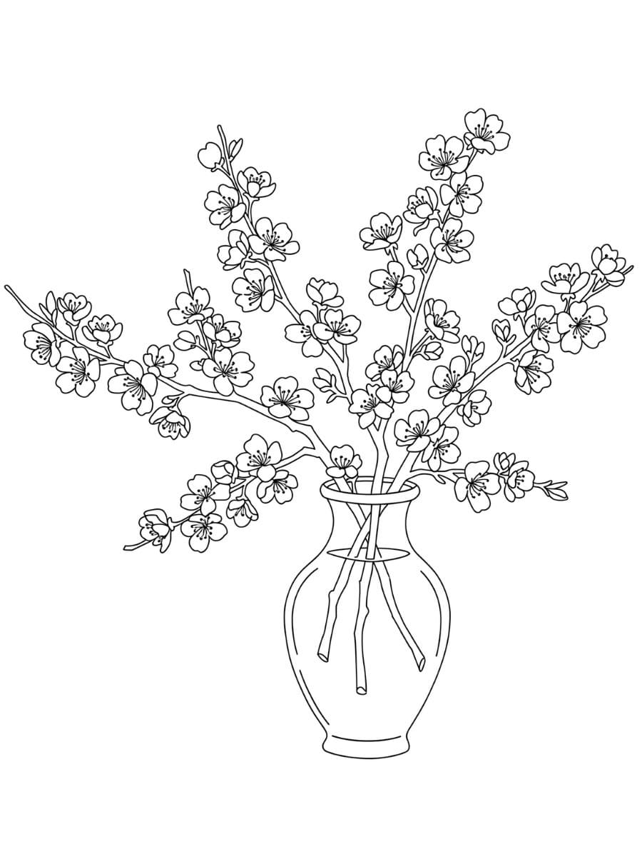 桜 描く6 ぬりえ