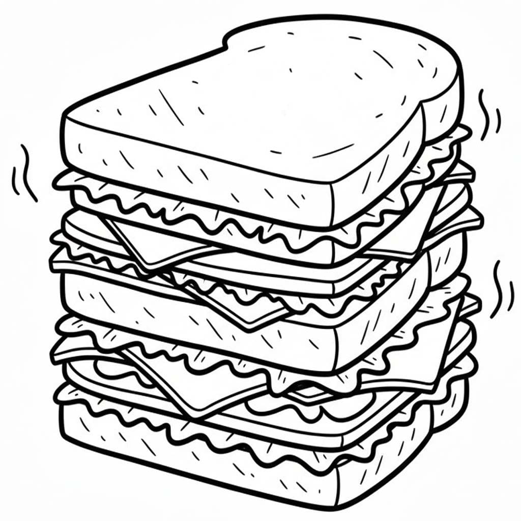 サンドイッチ 印刷可能 ぬりえ