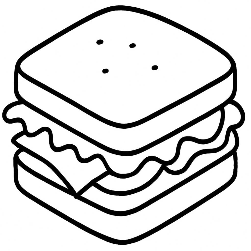 サンドイッチ 印刷 ぬりえ