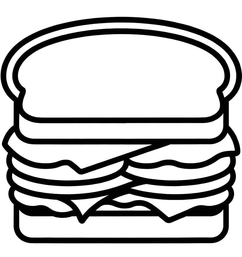 サンドイッチ 基本的な ぬりえ