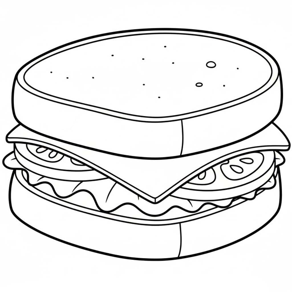 サンドイッチ 無料 ぬりえ