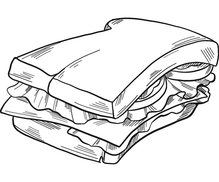 サンドイッチ スケッチ ぬりえ