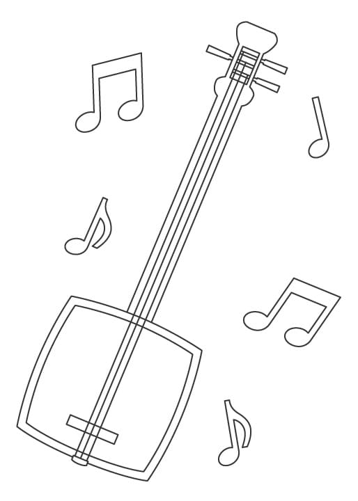しゃみせん 16 ぬりえ