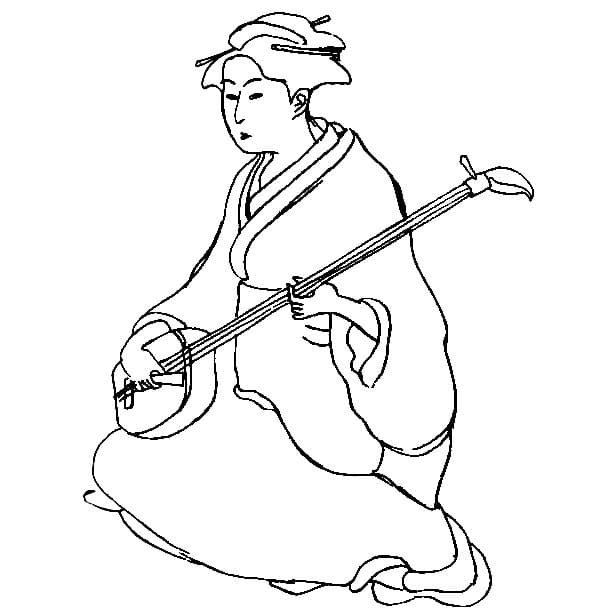 しゃみせん 18 ぬりえ