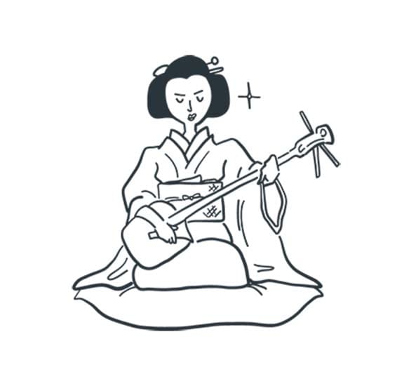 しゃみせん 3 ぬりえ
