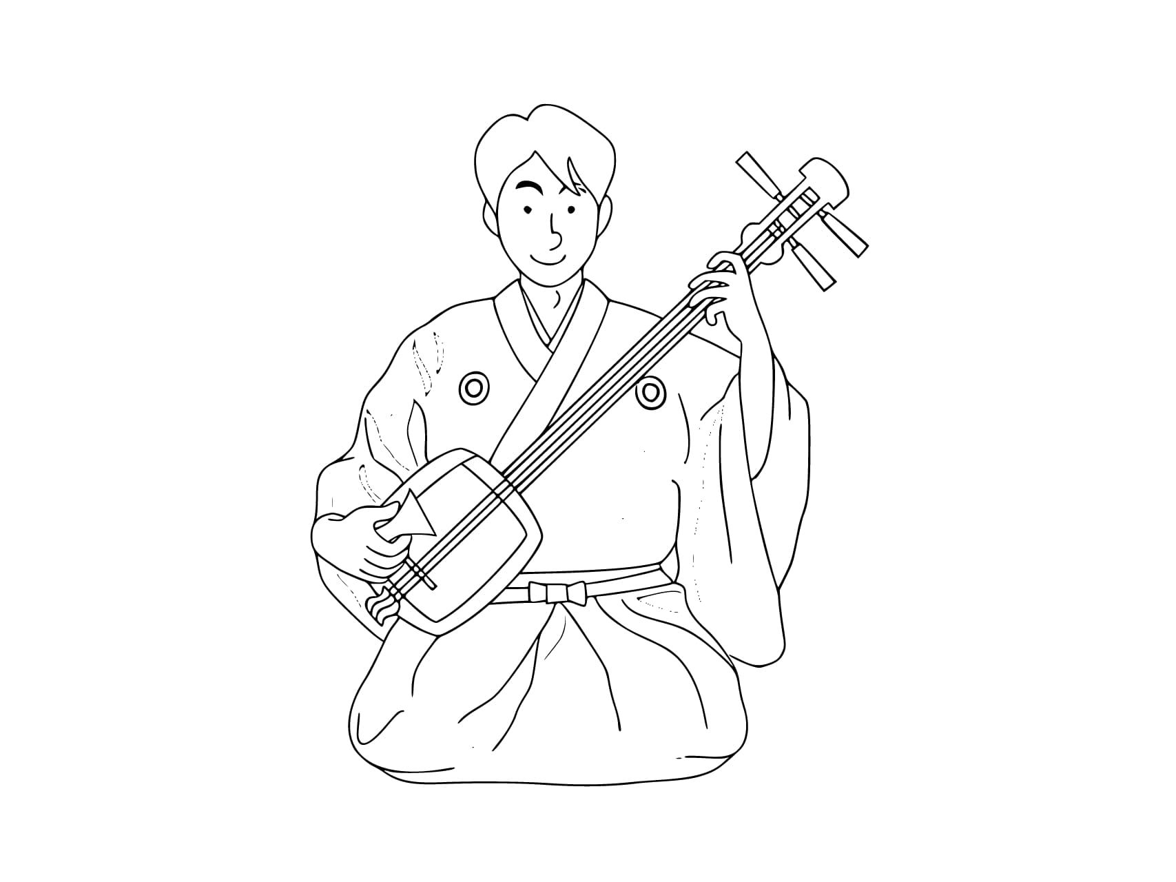 しゃみせん 5 ぬりえ