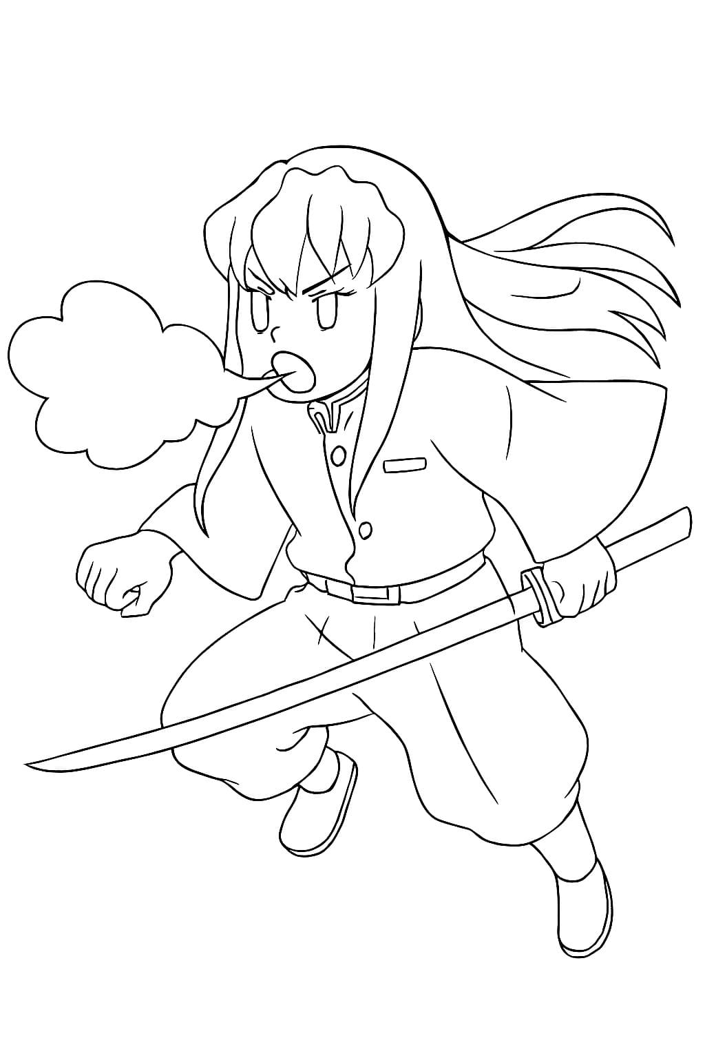 時透無一郎 3 ぬりえ