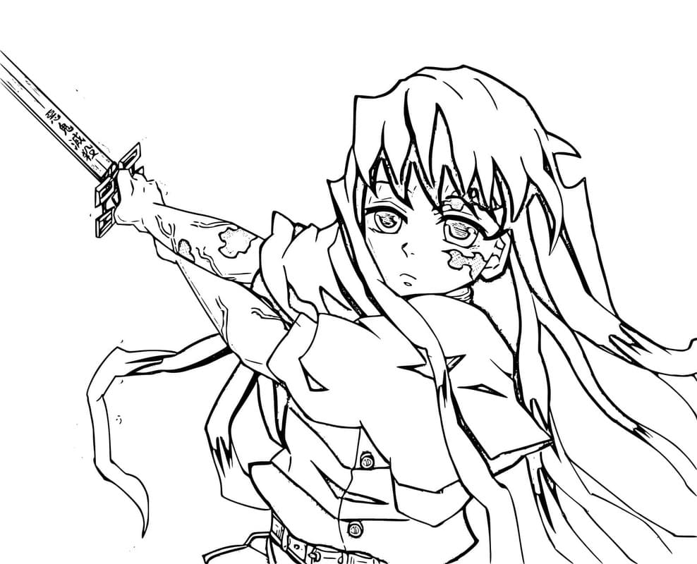 時透無一郎 印刷 ぬりえ