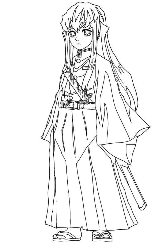 時透無一郎 簡単 ぬりえ